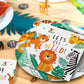 Gatherfun Safari Birthday Party Supplies Jungle Disposable Paper Plates Napkins For Safari Jungle Theme Birthday Decorations, Se