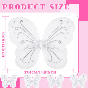Chivao 10 Pieces Fairy Wings Butterfly Wings Wedding Decoration Costume Birthday Christmas Party Favors For Boys Girls(White)