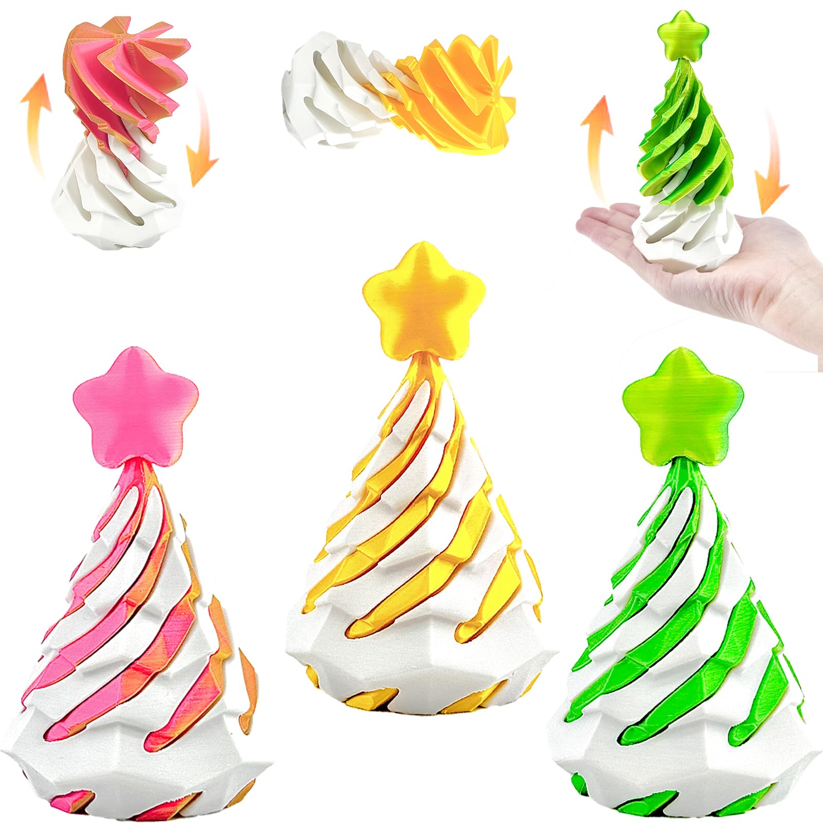 Mini Pyramid Tooth 3 Pack Spiral Cone Fidget Toy, Pyramid Passthrough Sculpture, Mini Con ...