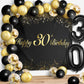 Happy 30Th Birthday Balloons Black Set Decor - Cheers To 30 Years Old Party Theme Garland Banner Backdrop Decorations For Women