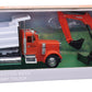Peterbilt Dump Truck Kubota'' Orange And White With Kubota Svl95-2S Compact Track Loader Orange And Black And Boulders Set Of 2