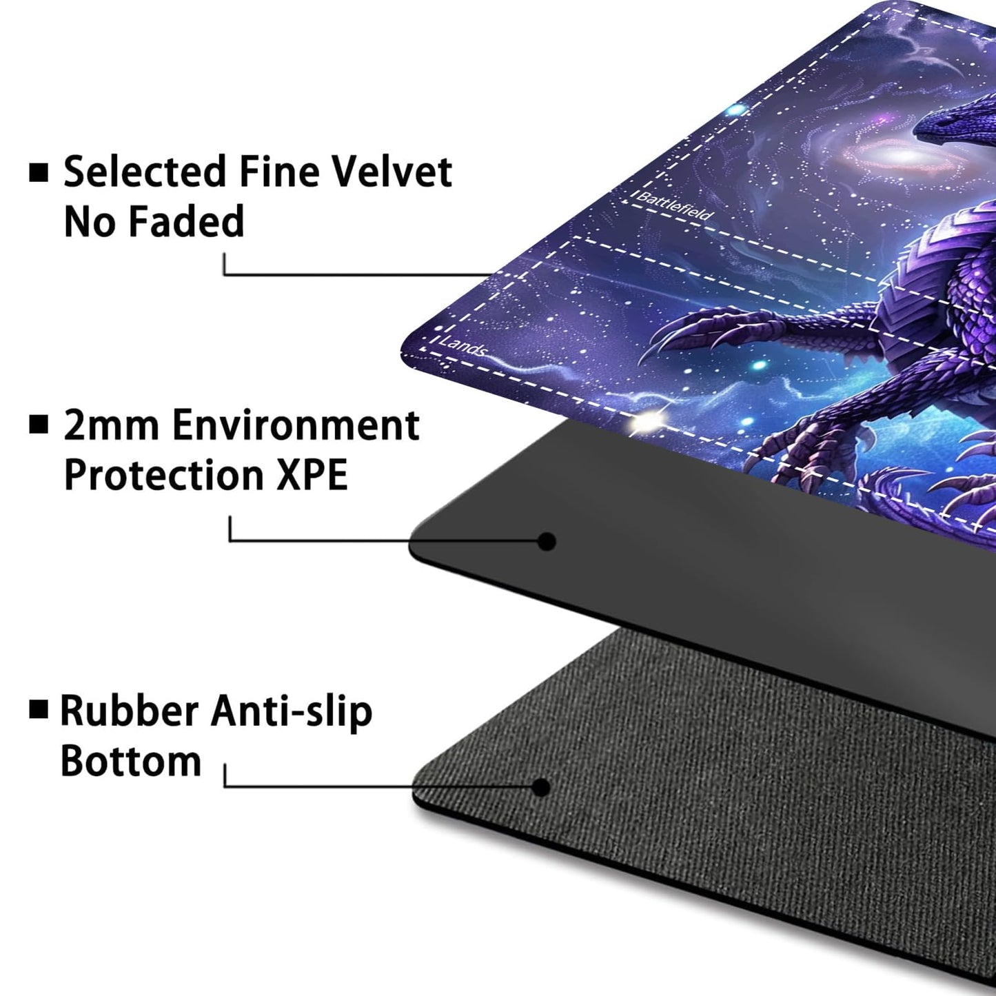 for MTG Card Playmat with Zone Game Play Mat for MTG TCG 24 x 14 inches Non-Slip Play Mat for Commander Board RPG CCG Game TCG Other Card Games/Mouse Pad-Glowing Purple Dragon