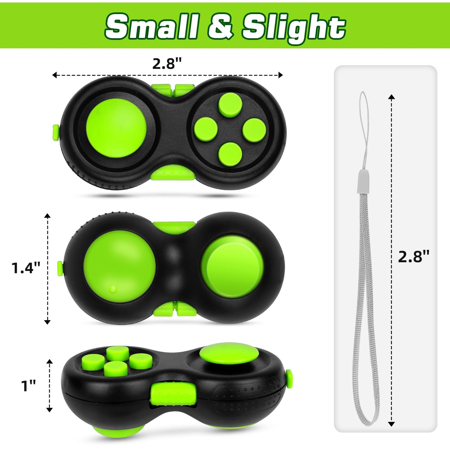 Wtycd Original Fidget Toy Game, Rubberized Classical Controller Fidget Concentration Toy With 8-Fidget Functions And Lanyard - Excellent For Relieving Stress And Anxiety(Green)