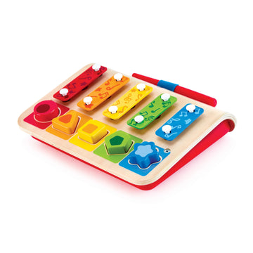 Hape E0334 Shape Sorter Xylophone & Piano - Multicolor Wooden Instrument Toy for Kids, 9.8x3.1x7.8 inches
