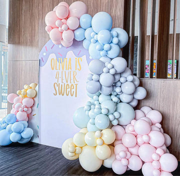 129Pcs Pink Rainbow Balloons Garland Arch Kit Double Stuffed Macaron Pastel Blue Balloons Garland Kit Yellow Balloons For Baby S