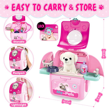 Toy Doctor kit for Toddlers 1-3 3-5, Girl Gifts for Toddlers 2 3 4 5 6 Years Old, Pet Care Pretend Play Doctor Set Toys for Kids