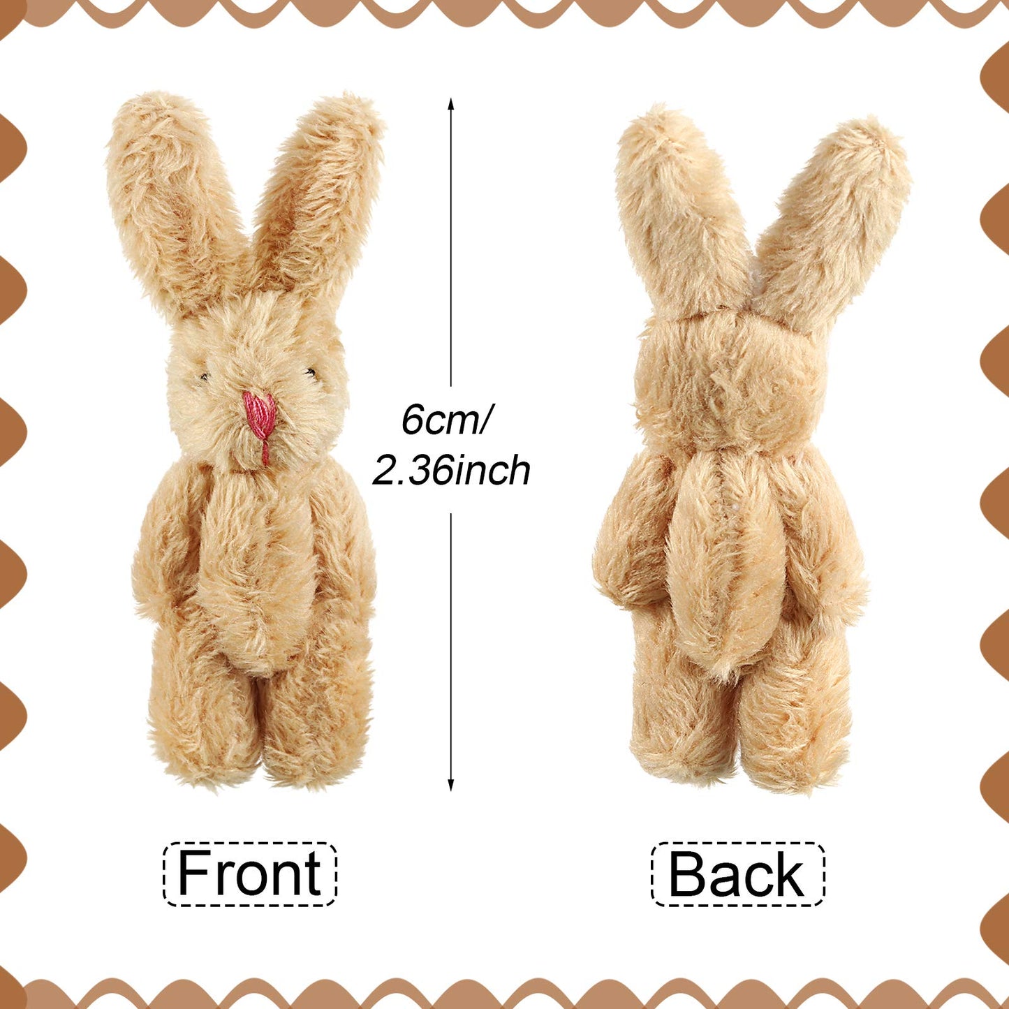 20 Pieces Mini Plush Rabbit Tiny Joint Rabbit 2.4 Inch Small Bunny Doll Soft Bunny Stuffed Animal Toys For Easter Birthday Cake Wedding Decorations Party Favors (Long Plush Style)