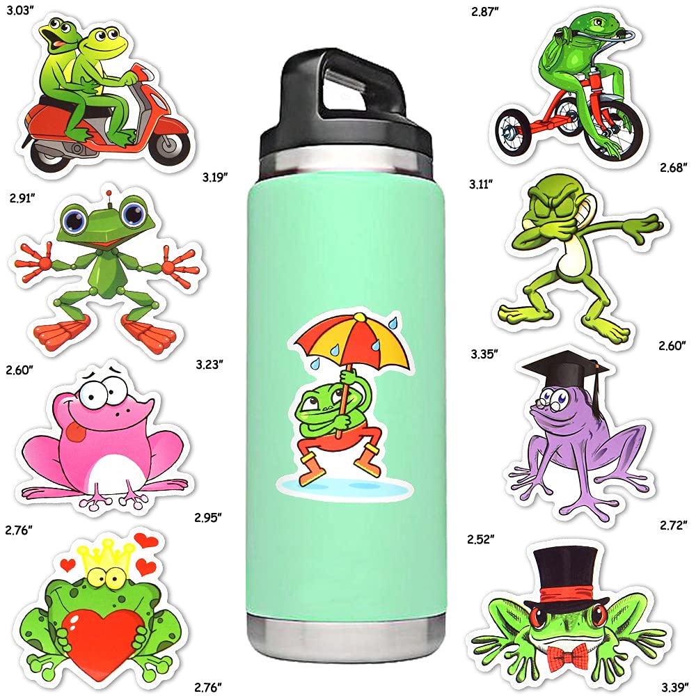 SUSIHI Frog Stickers Pack - 50 Waterproof Vinyl Stickers for Kids - Cute Frog Theme for Water Bottles & Laptops