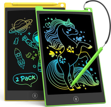 TECJOE 2 Pack LCD Writing Tablet, 8.5 Inch Colorful Doodle Board Drawing Tablet for Kids, Kids Travel Games Activity Learning To