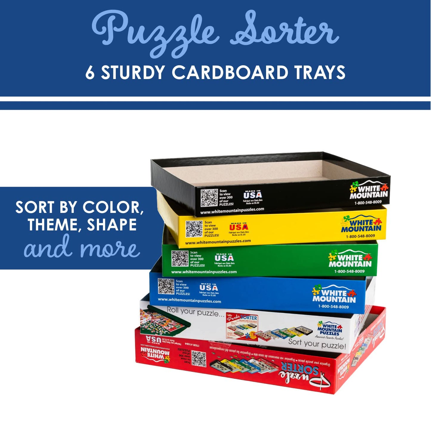 White Mountain Puzzle Sorter & Mystery Puzzle - Cardboard, Model 1084PZ