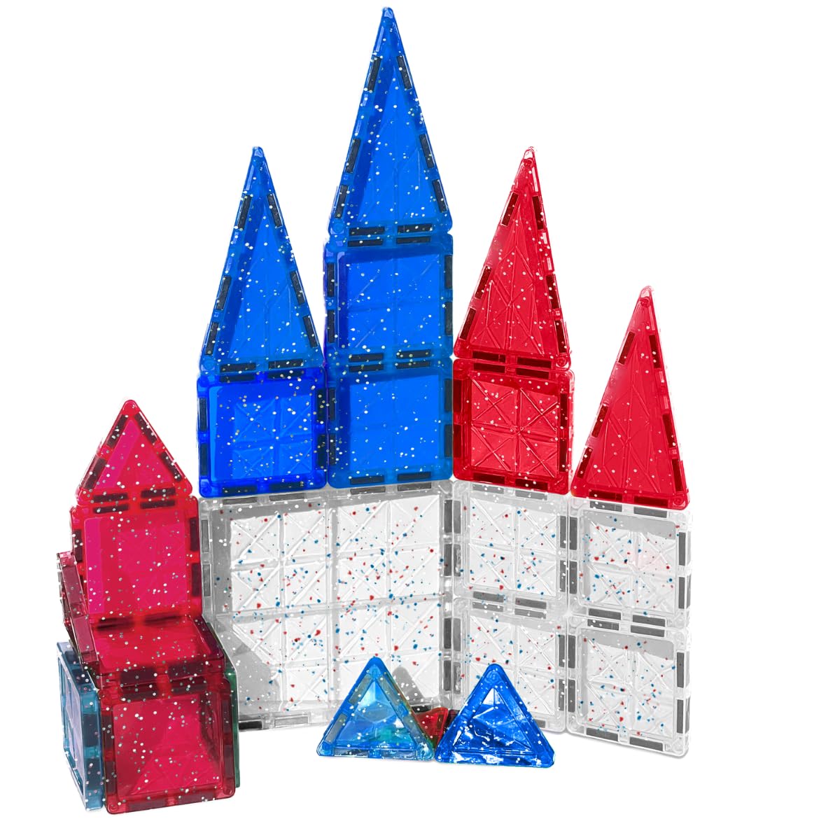 Createon Crayola Red, White & Blue Pip Magnetic Tiles 27Pc, Magnetic Kidsbuilding Toys, Stem Learning Travel Toys For Boys And G