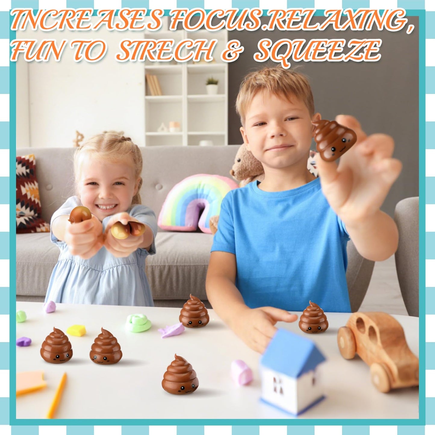 Meooeck Poop Stress Relief Toys - 24 Pcs Mini Stretchy Balls, 2.76 x 2.36 Inches, Fun Party Decorations, Great for Gifts and Stocking Stuff