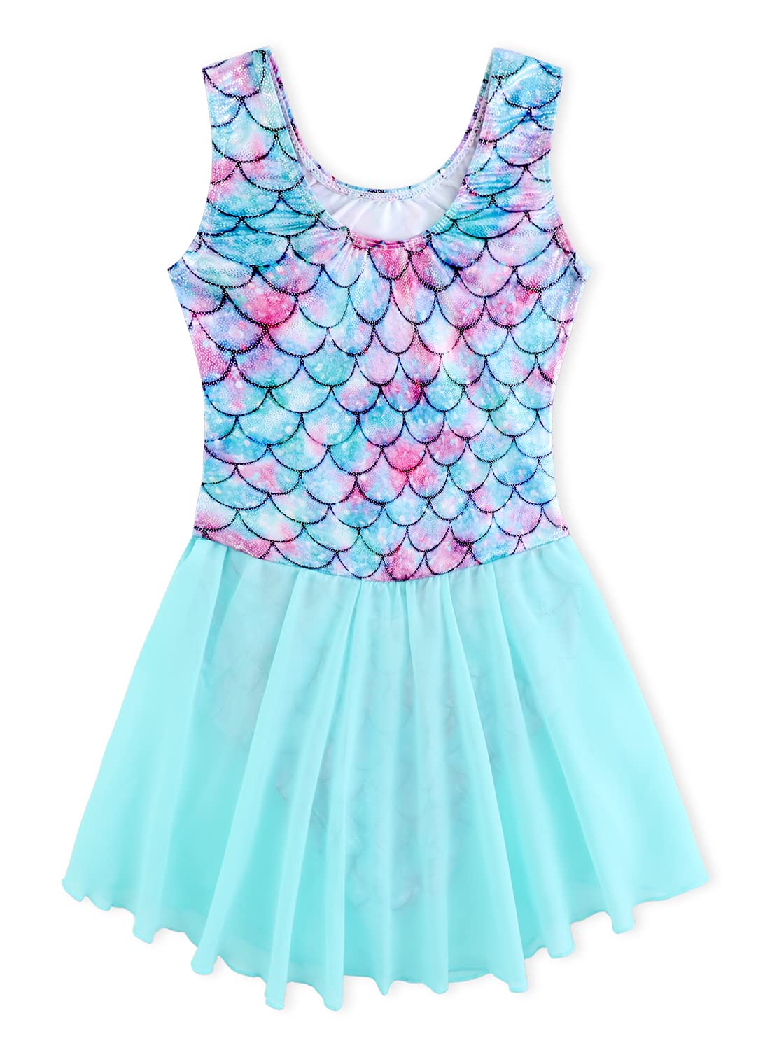 Eqsjiu Ballet Dance Dresses For Girls Kids Size 9-10 Years Old Mermaid Green Sparkle Child Dress