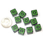 SmartDealsPro 10-Pack D6 Six Sides 16mm Dice Die for DND MTG PRG Wow Table Game Math Teaching (Green Letter)