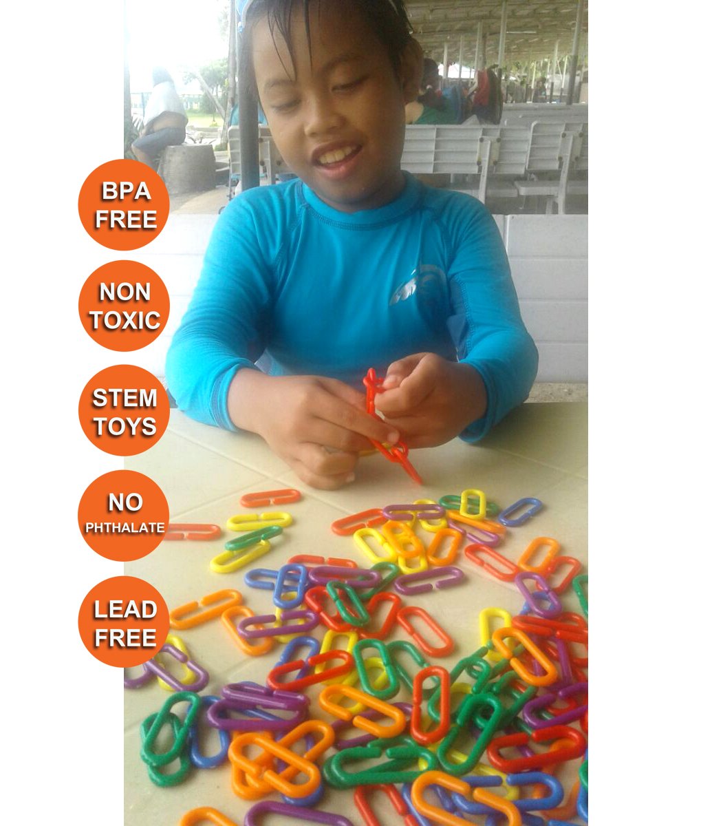Skoolzy Math Links 120 Pcs - 6 Pk - Plastic Links For Kids Learning - Toy Chain Links - Plastic Links For Kids - Math Manipulative For 3, 4-8 Year
