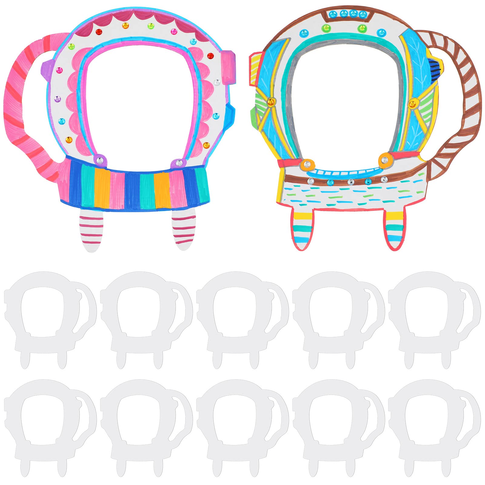 Sratte Color Your Own Astronaut Helmet DIY Paper Craft Kit for Children, 10 PCS Blank Masks, White Cardboard Material, Ideal Gif