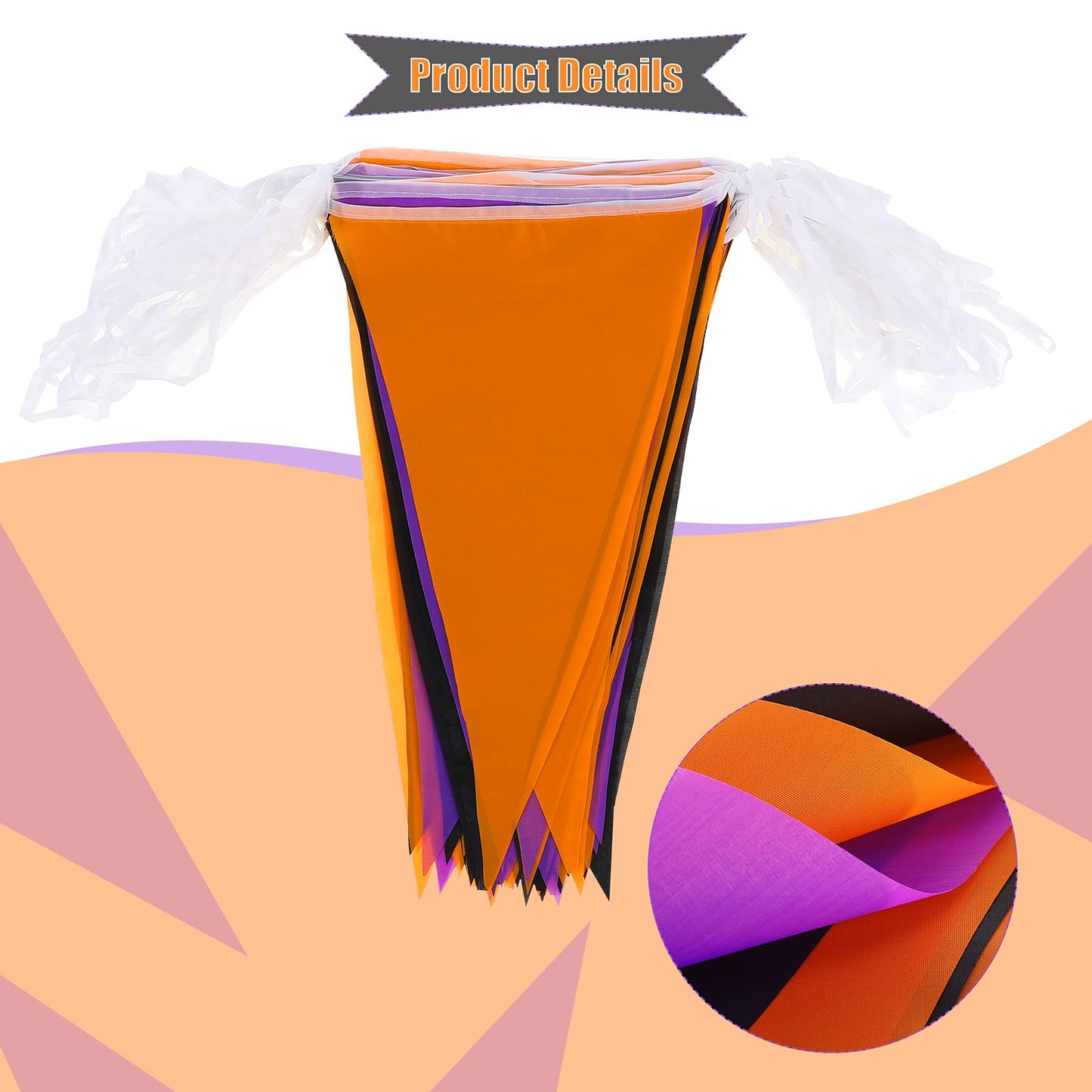 10 Pieces 328 ft Halloween Pennant Banner Flags Black Purple Orange Triangle Flag Banner Halloween Bunting Halloween Party Hangi