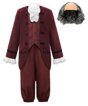 Relibeauty Boys Ben Franklin Costume Kids With Wig 110