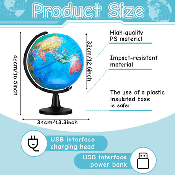 Amylove 13 ' ' Illuminated World Globe For Adults 720/360 Rotation Rewritable Light Up Globe With Stand World Map For Interactiv