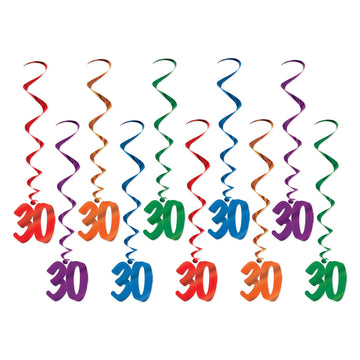 Beistle 30 Whirls 10 Piece, Multicolored
