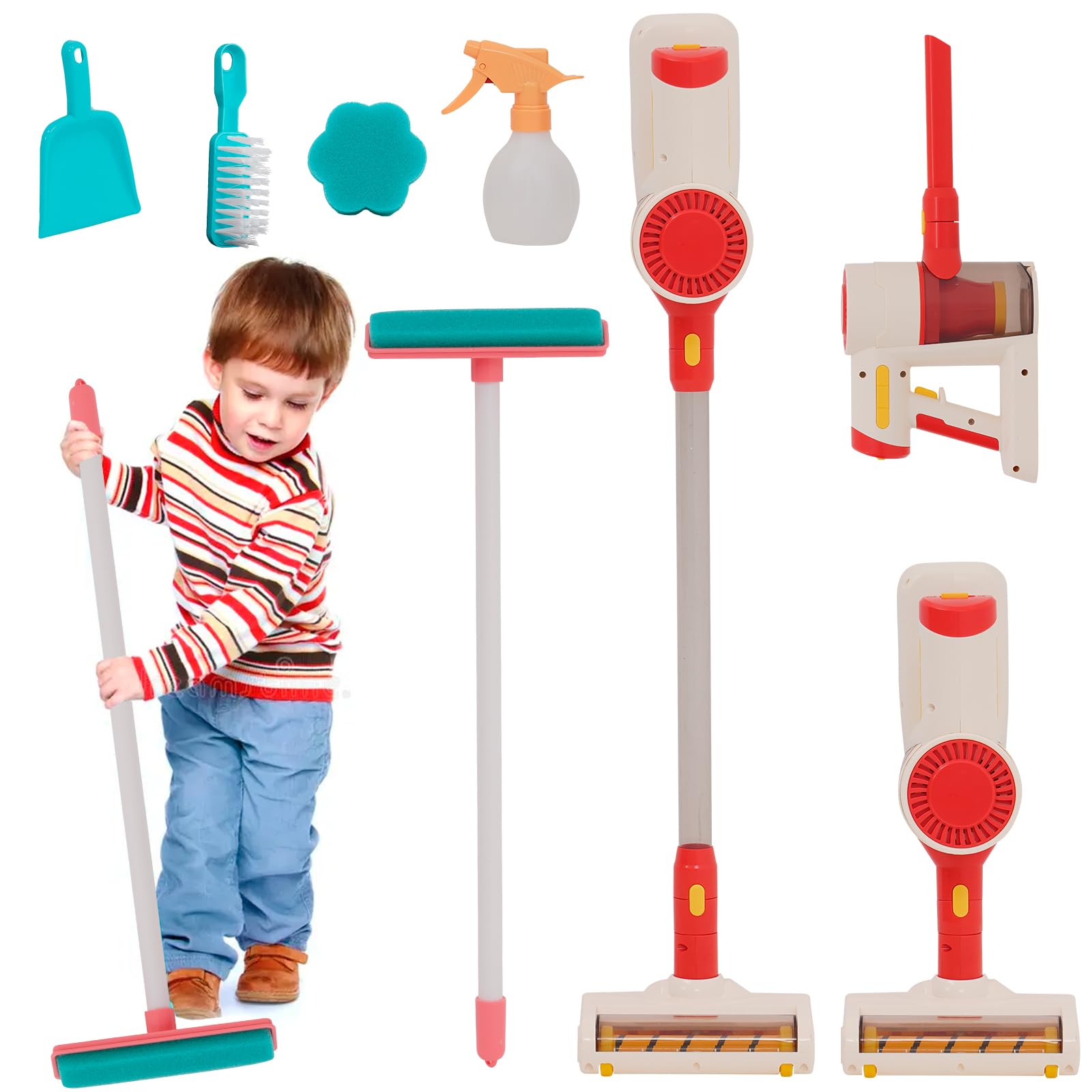 Vacuum Cleaner Toy For Toddler With Real Suction Function, Realistic Role-Play Cordless Vacuum Toy With Music, Kids Interactive