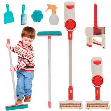 Vacuum Cleaner Toy For Toddler With Real Suction Function, Realistic Role-Play Cordless Vacuum Toy With Music, Kids Interactive