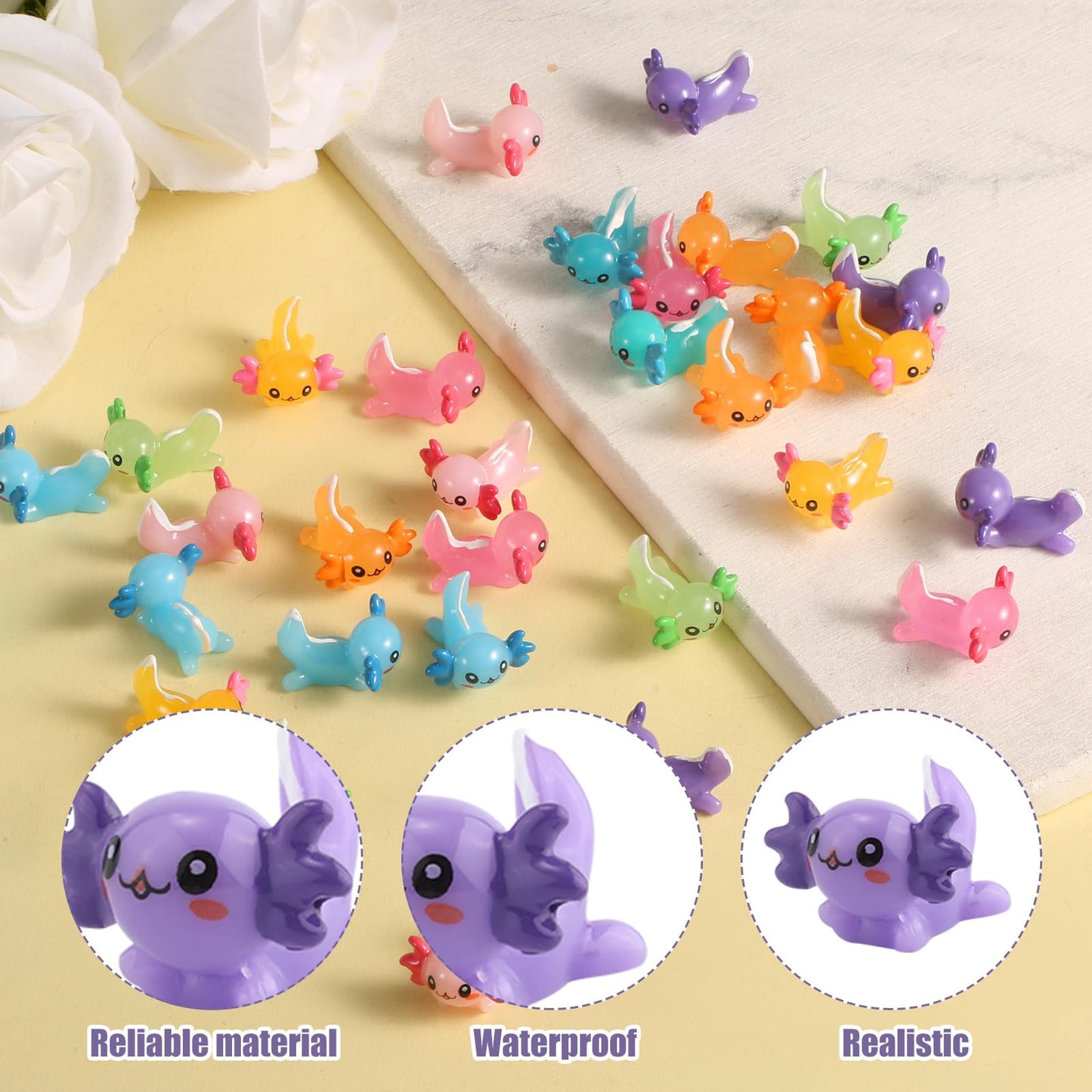 64Pcs Mini Axolotl Figures, Little Resin Axolotl Miniature Axolotl Charms Tiny Small Animal Figurines Ornament Toy For Diy Craft