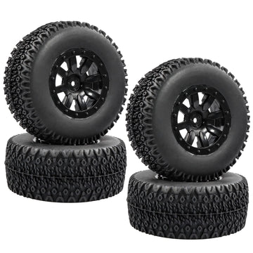 Acekeeps 1/10 Rc Short Course Truck Wheels And Tires Combo (Pre-Glued, Hex 12Mm) For 1/10 Traxxas Slash 2Wd/4Wd Losi Tenacity Re