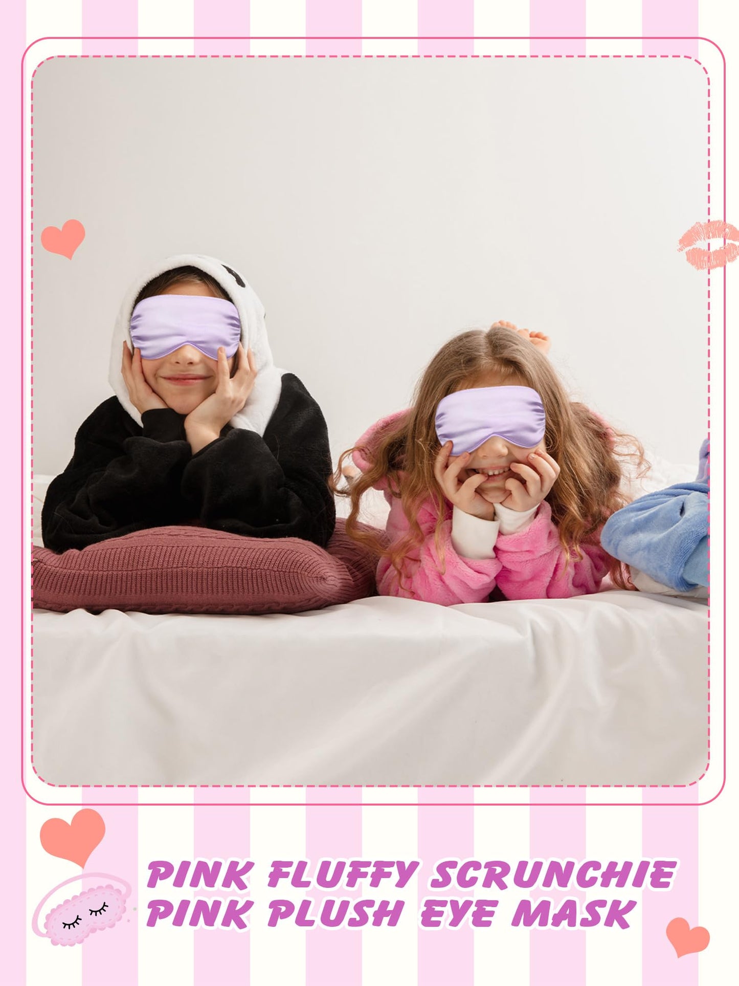 Bunnycool 24 Pcs Sleepover Spa Party Supplies Birthday Party Favor with Satin Eye Mask Satin Hair Scrunchies Gift Bag(Purple)