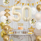50Th Birthday Decorations Sand White Gold,50Th Birthday Balloons Beige Gold,Happy 50Th Birthday Banner With Cake Toppers Number