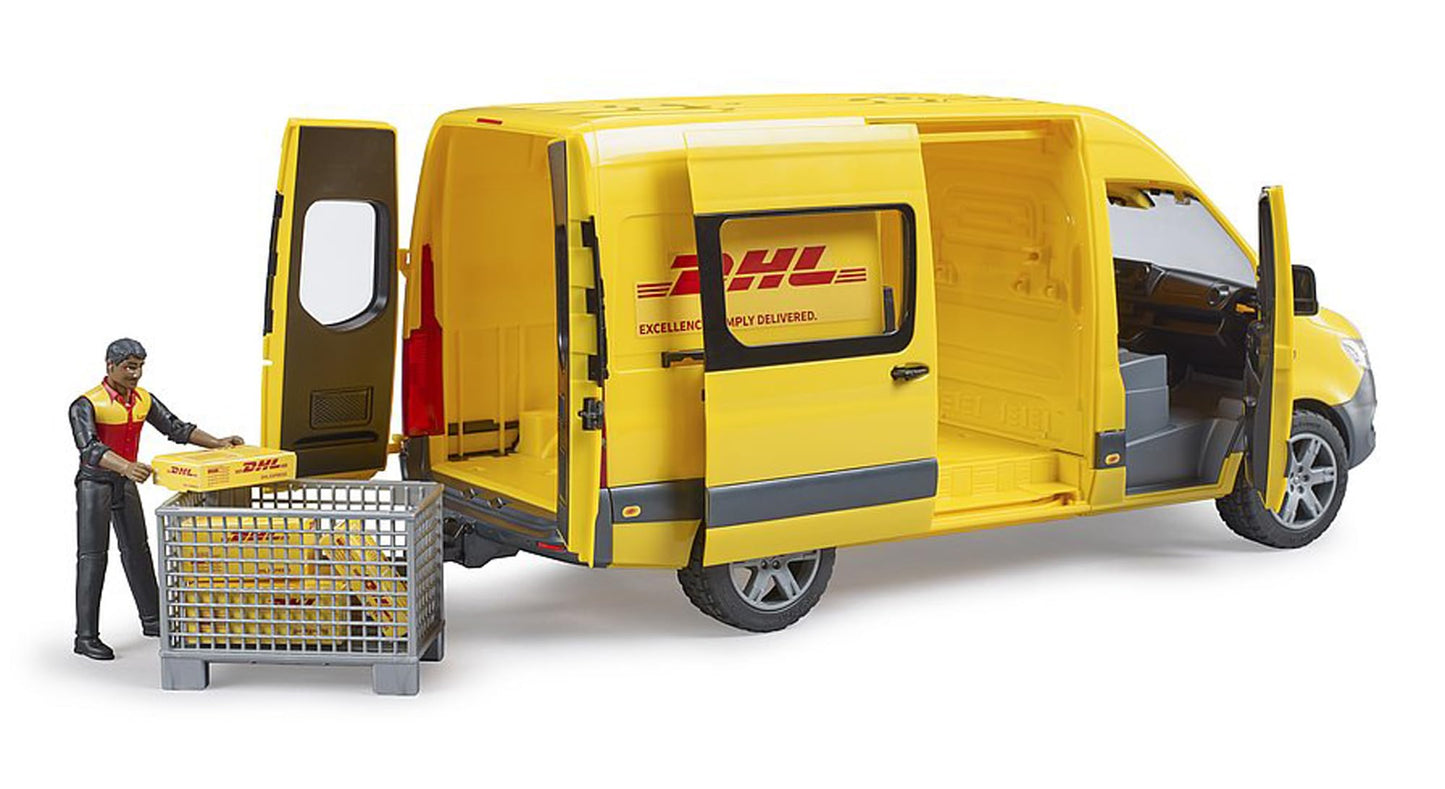 Bruder MB Sprinter Delivery Van with Driver Figure, Pallet Cage & Packages, Model 02671, Plastic