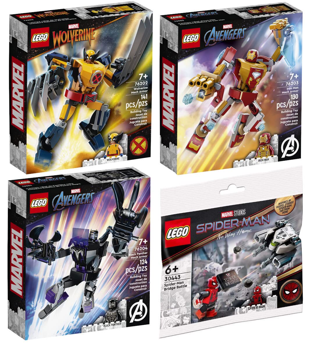Brickcomplete Lego Set Of 4: Wolverine Mech, Iron Man Mech, Black Panther Mech & Spider-Man'S Bridge Duel (Toy_Building_Block, 2