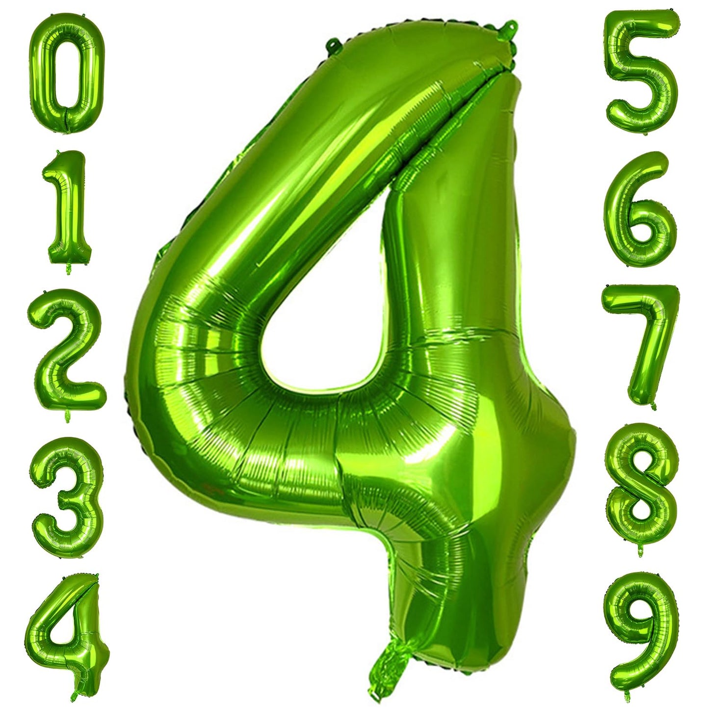 Paticool 40 Inch Green Number Balloon 4, Large Number Foil Balloons Mylar For Girl Boy Birthday Party Celebration Decorations Su