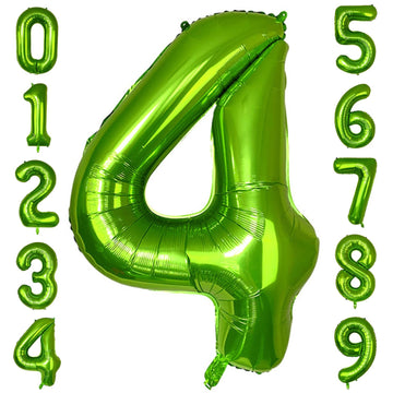 Paticool 40 Inch Green Number Balloon 4, Large Number Foil Balloons Mylar For Girl Boy Birthday Party Celebration Decorations Su