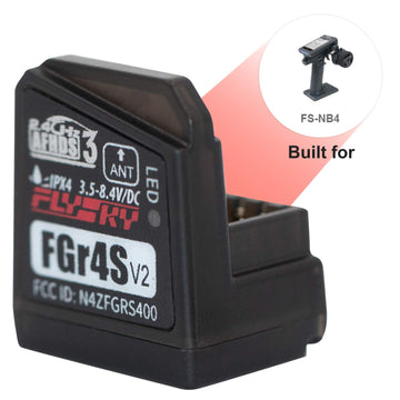 GoolRC Flysky FGr4S V2 Receiver, 2.4GHz 4CH AFHDS 3 Remote Control Receiver Built-in Single Antenna PWM/PPM/I-Bus Output Compati