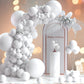 130Pcs White Balloons Garlands Kit, 18'' 12'' 10'' 5'' Different Sizes Pack White Latex Balloon Arch For Birthday Graduation Wed