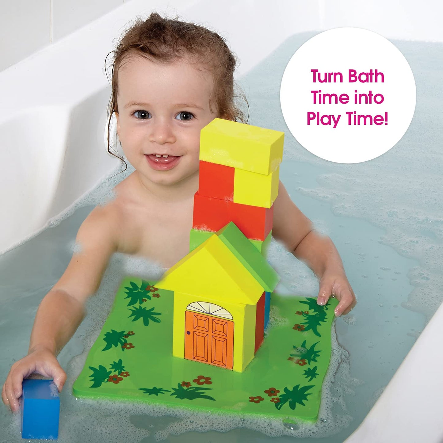 Edushape Floating Blocks - Bath Construction Foam Blocks - Baby Bath Foam Toys Set - Early Child Development Educational Learnin