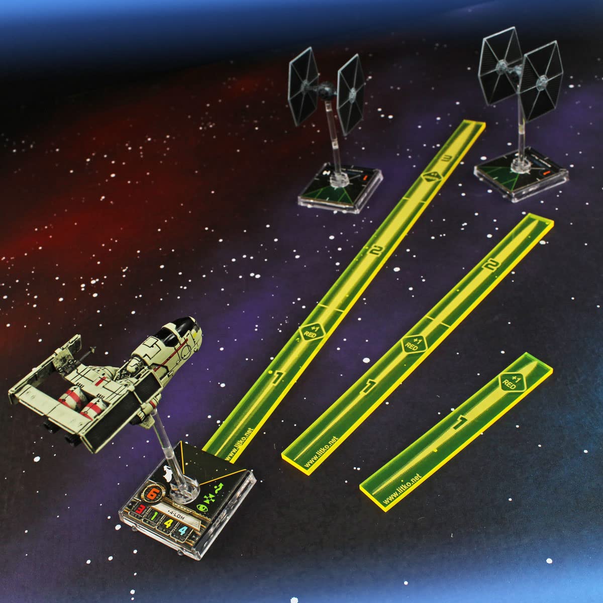 Litko Space Fighter Multi-Range Fire Gauge Set | Compatible With Star Wars: X-Wing | Set Of 3 (Fluorescent Yellow)