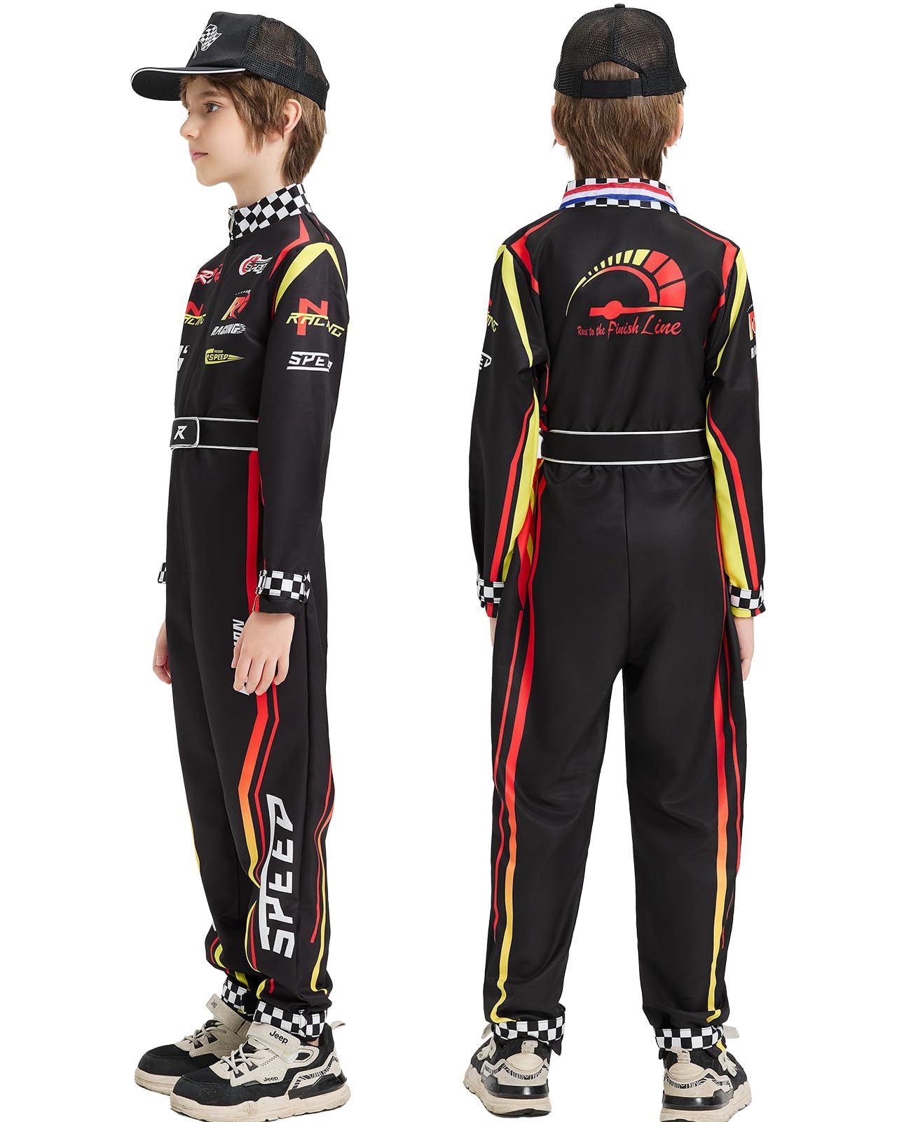 aicoaub Kids Race Car Driver Costume Boys Toddler Racer Jumpsuit With Car Cap Disfraz de Carro para Nio Halloween Dress Up