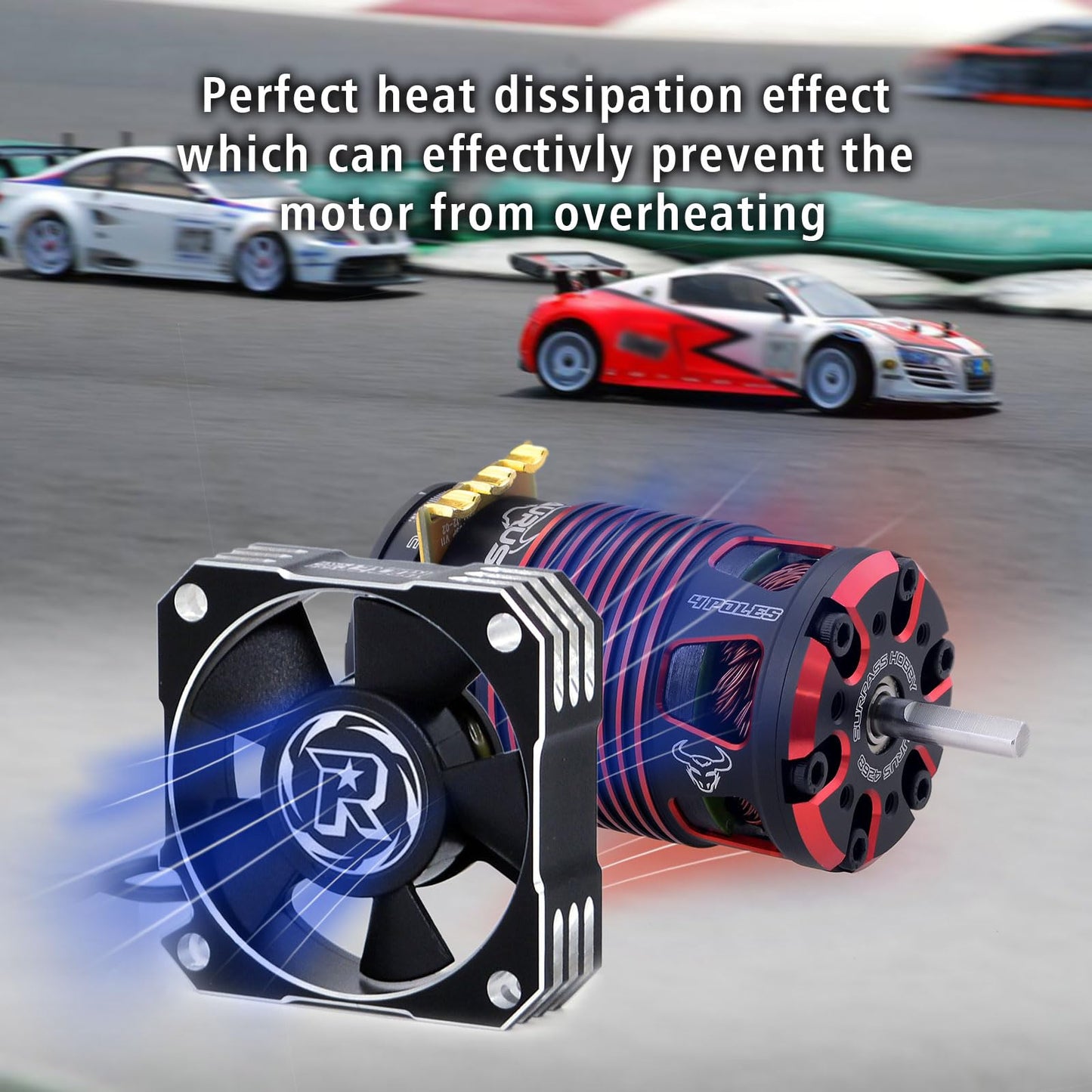 Surpass Motor Cooling Fan 21000RPM RC Motor Heatsink 35mm ESC Cooling Fan for RC Car 1/8 1/10 1/12 Scale 42mm Brushless Motor (B