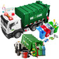 AXWATDEI Garbage Truck Toy - Large Friction Powered Trash Truck with Lights, Sounds, 4 Trash Bins, Green, Model WY1115A