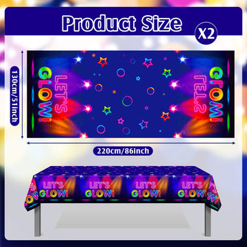 Tegeme Glow Tablecloth 86 X 51 Inch Glow In The Dark Tablecloth Disposable Tablecloths For Glow Theme Neon Party Black Light Par