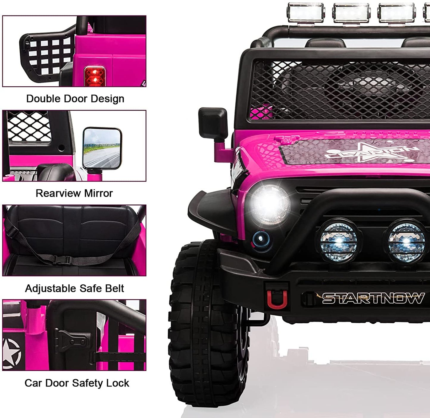 Homfamilia 2-Seat Kids Ride On Truck Car, 12V Battery Powered Electric Vehicle With Remote, Electric Car For Kids/Toddlers W/Spr