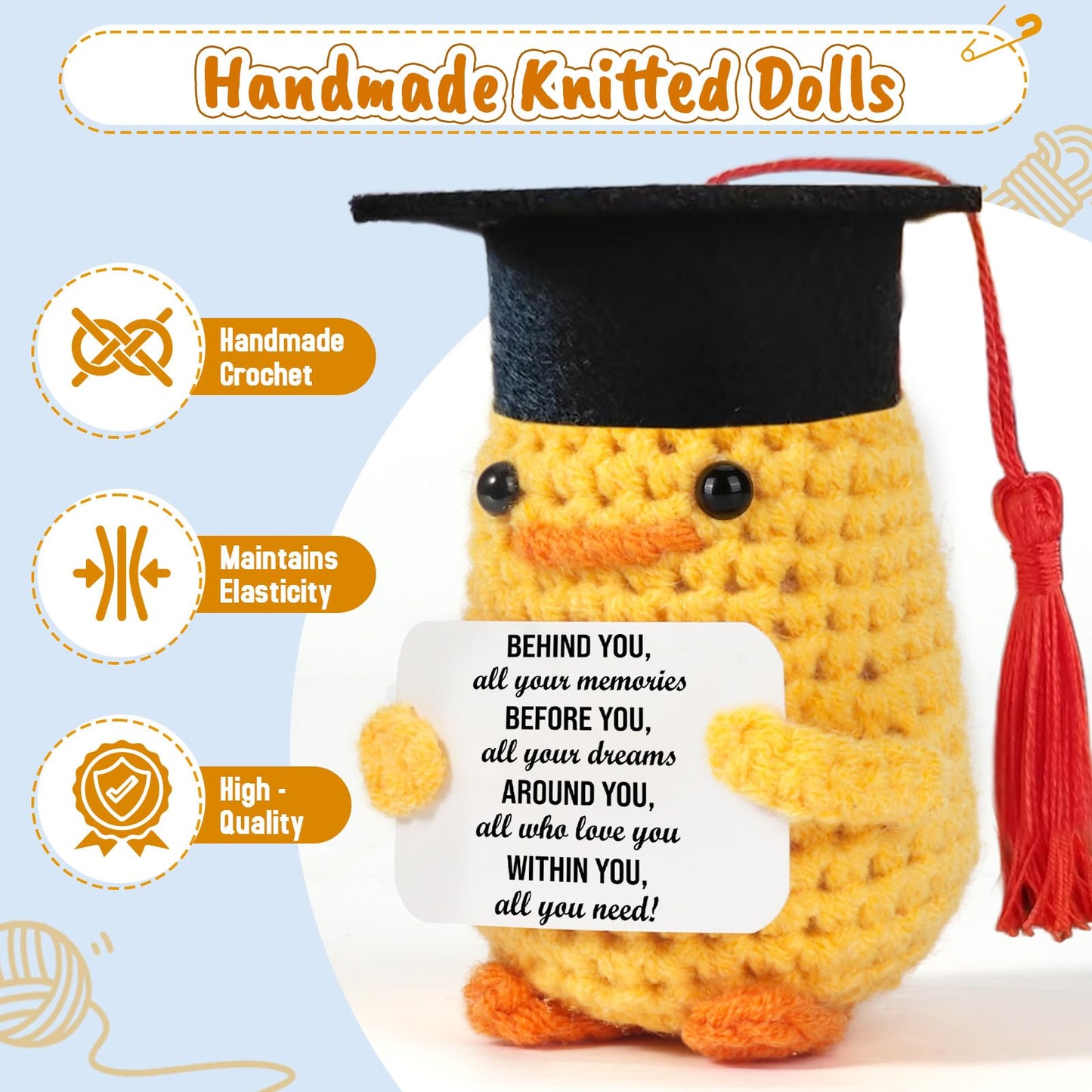 Mbl 2025 Graduation Gifts For Him Her - Funny Handmade Knitted Crochet Duck For Kindergarten Preschool Grade Pre K Prek Middle H