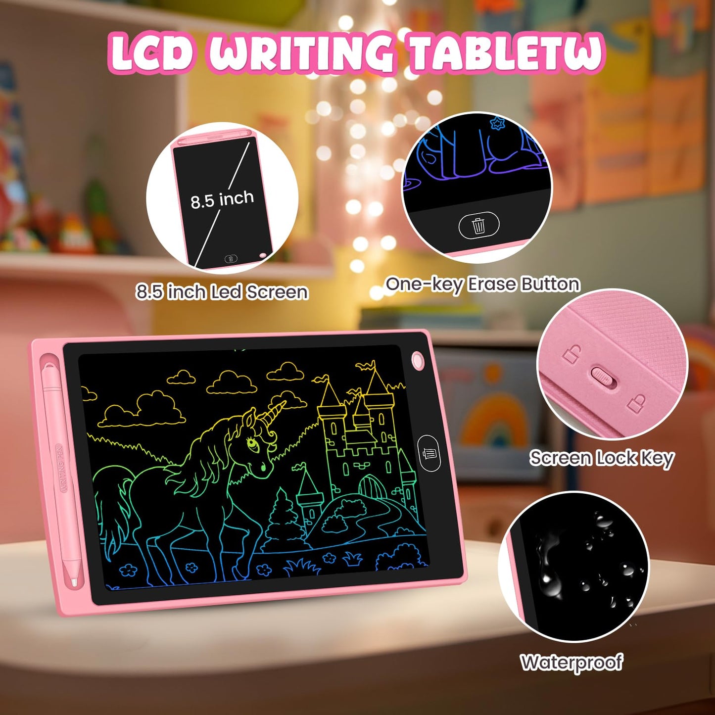 3 Pack LCD Writing Tablet for Kids - Erasable and Reusable Toddler Doodle Board in 8.5 inch, Ideal Drawing Pad for Learning Toy
