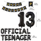 Official Teenager 13th Birthday Decorations Boys Girls, Happy Birthday Banner Official Teenager Number 13 Birthday Foil Balloons