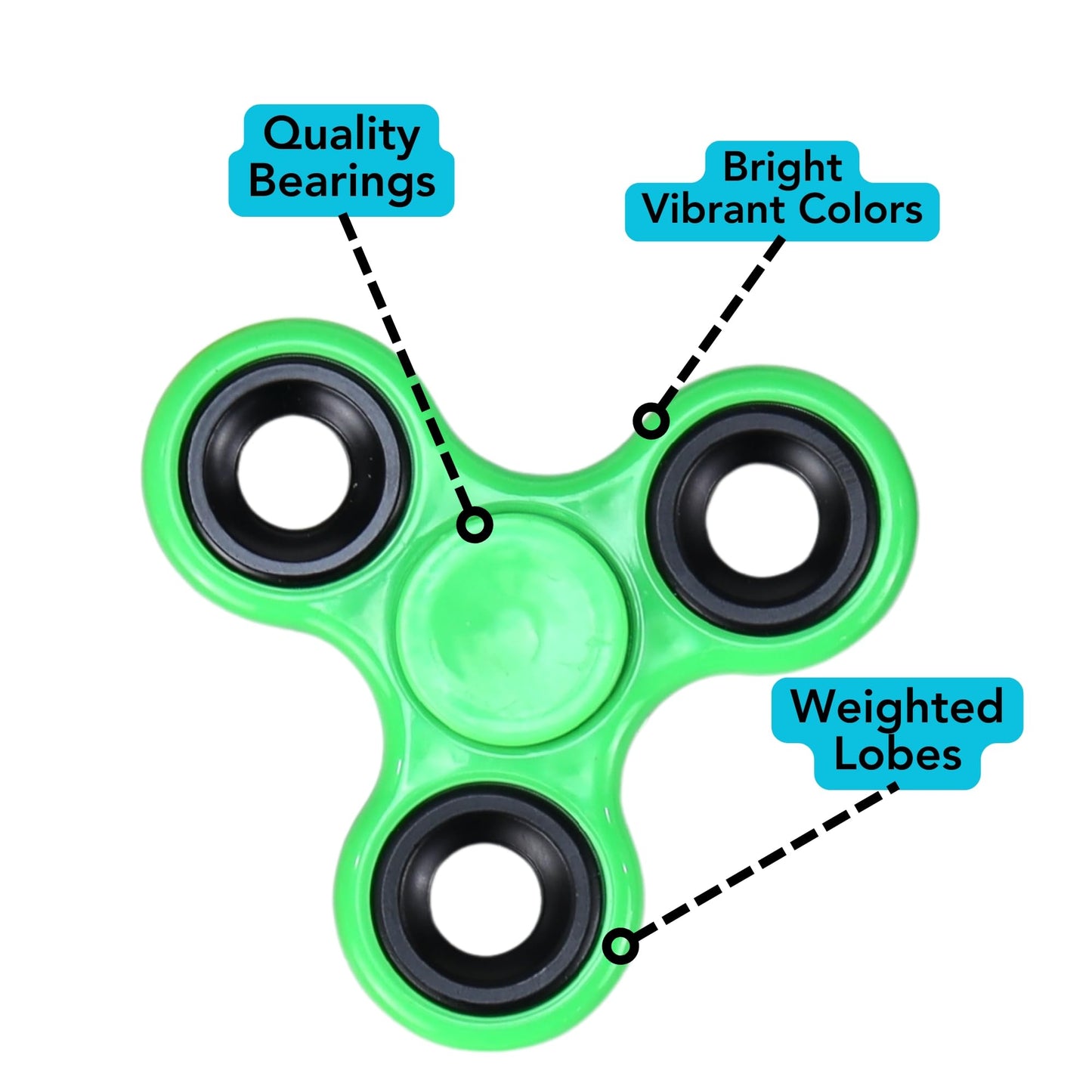 Iconikal Fidget Spinner 24-Pack Assorted Colors - Random Color Bulk Set, Model 22224