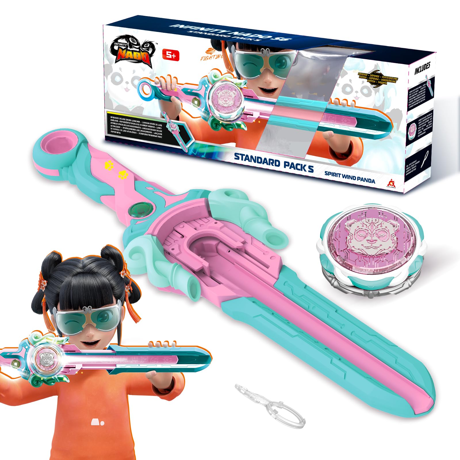 Infinity Nado Bey Battling cutting edge Toys  Spinning Top and decorative replica blade Launcher Battle Set Toys for Kids  Bey Battle cutting edge Brust decorative replica blade Top Toys for 5 6 7 8 9 10 11 12 Year Old Boys  Spirit Wind Panda