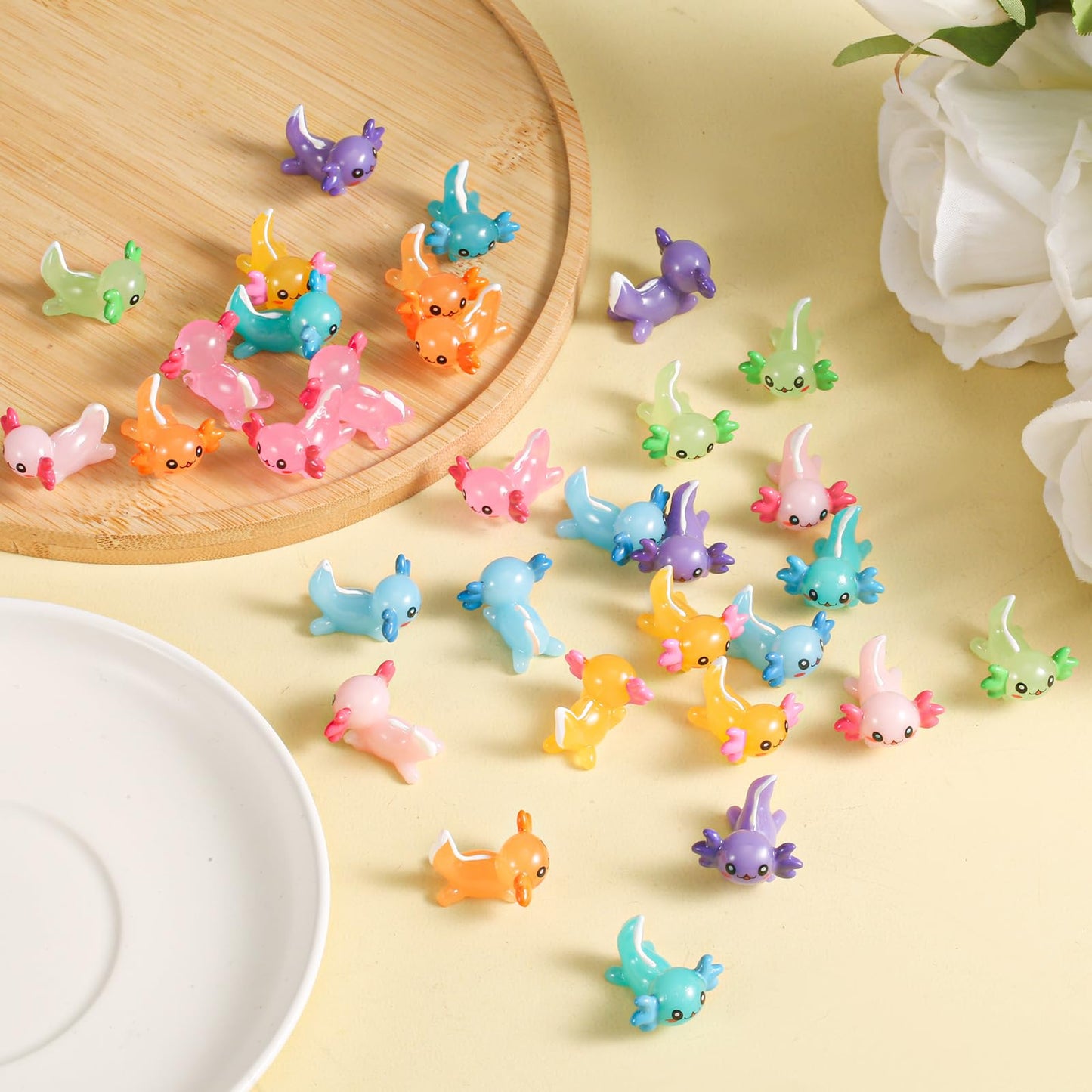 64Pcs Mini Axolotl Figures, Little Resin Axolotl Miniature Axolotl Charms Tiny Small Animal Figurines Ornament Toy For Diy Craft