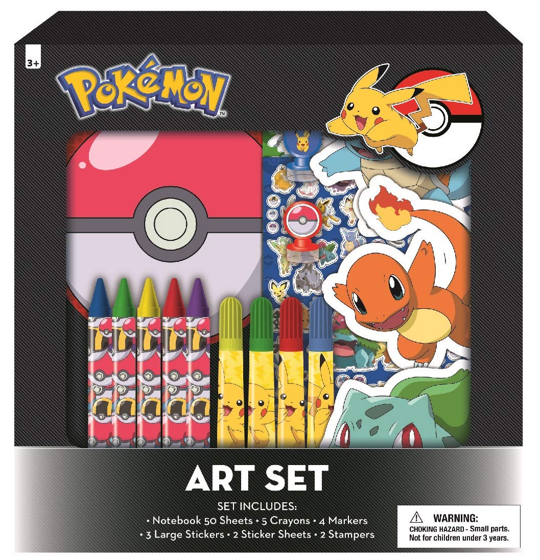 Innovative Designs Pokemon Kids Coloring Art Set with Stickers and Stampers